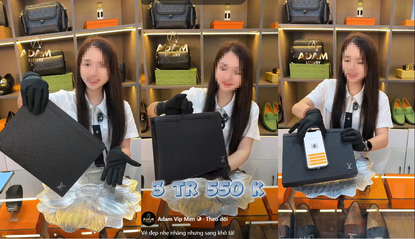 Chiếc túi xách có thương hiệu nổi tiếng LV (Louis Vuitton) được bạn nhân viên giới thiệu hàng fake cao cấp loại 1 chỉ có giá vài triệu đồng.