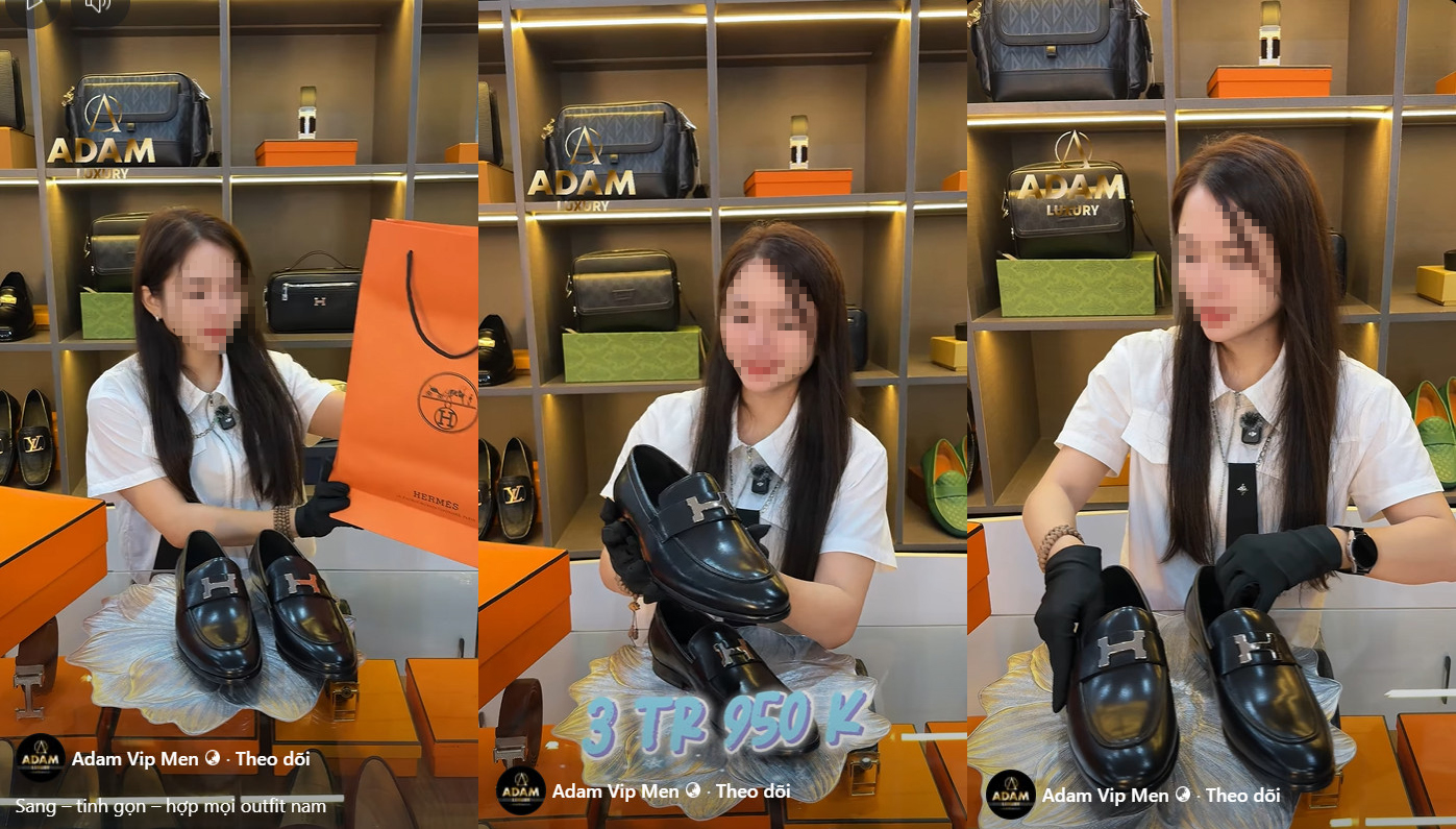 Đôi giày mang thương hiệu của một hãng giày nổi tiếng H (Hermes) được nhân viên quảng cáo bán giá rẻ bèo chỉ hơn 3 triệu đồng.